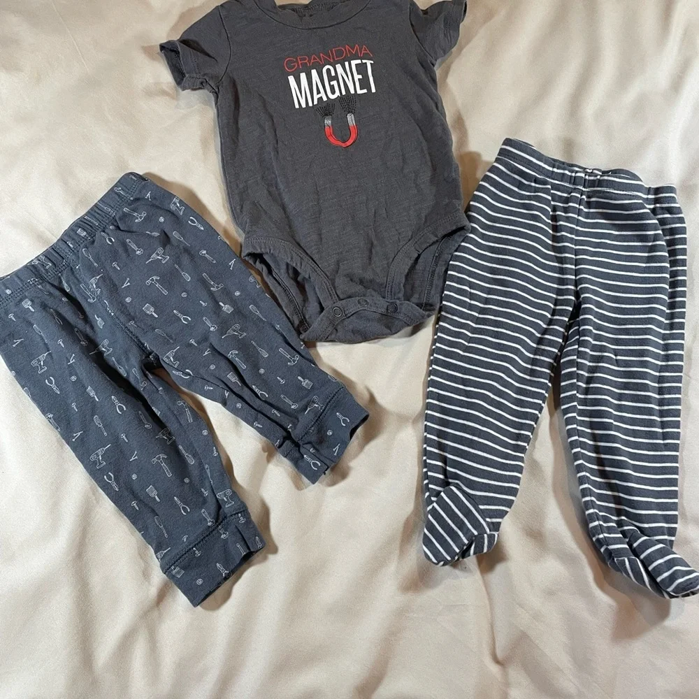 Carter’s Boys’ Onesies and Pants Sets - Gray‎ and Blue, Size 6 month